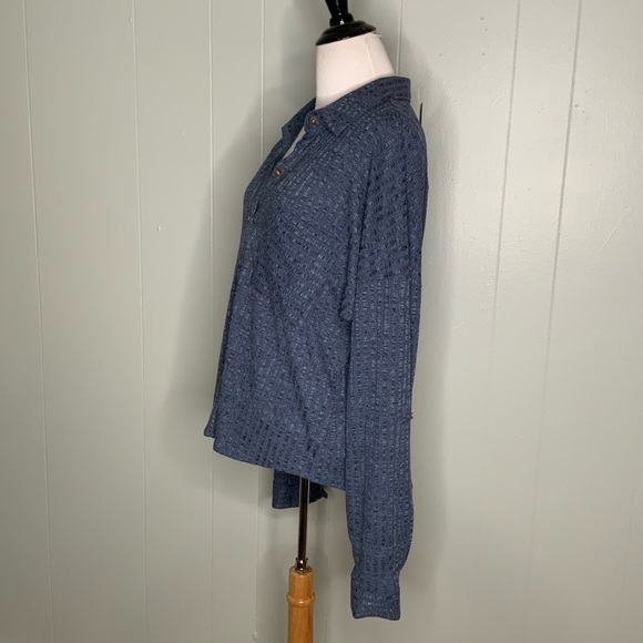 NWT Fashion Nova Blue Button Down Blouse XL - Picture 5 of 15